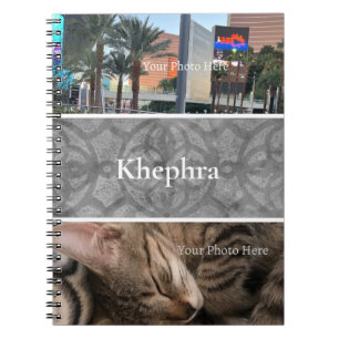 Ultimate Grey Batik Photo Collage, Border, Name Notebook