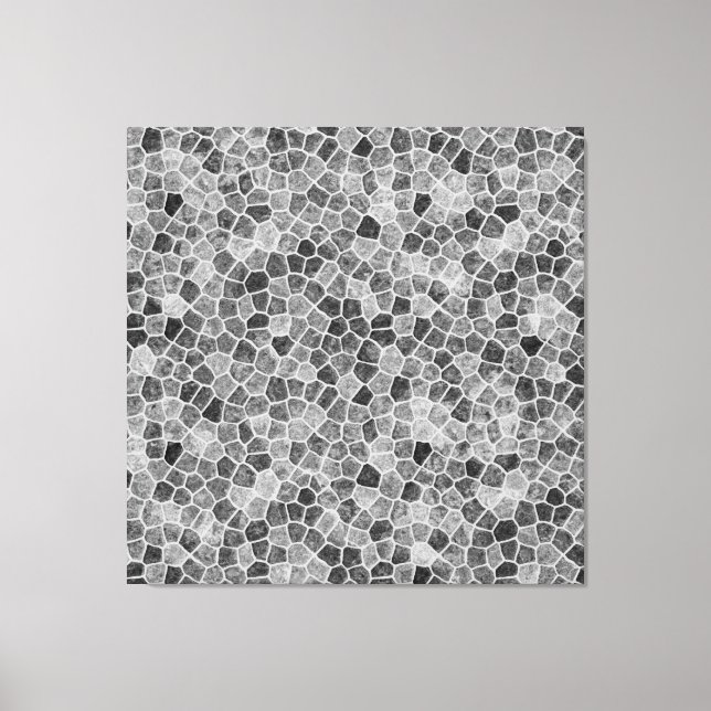 Ultimate Grey Cobbled Patchwork Terrazo Pattern Canvas Print (Front)