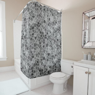 Ultimate Grey Cobbled Patchwork Terrazo Pattern Shower Curtain