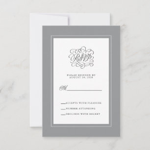 Ultimate Grey Elegant Wedding Chic Enclosure RSVP Card