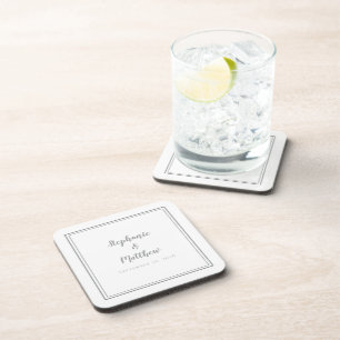Ultimate Grey Newlywed Wedding Modern Minimalist Coaster
