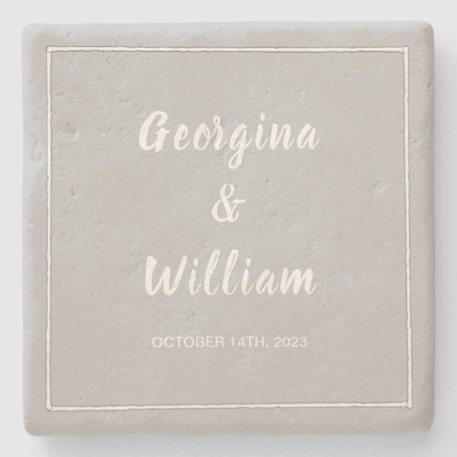 Ultimate Grey Wedding Bride & Groom Elegant Simple Stone Coaster (Front)