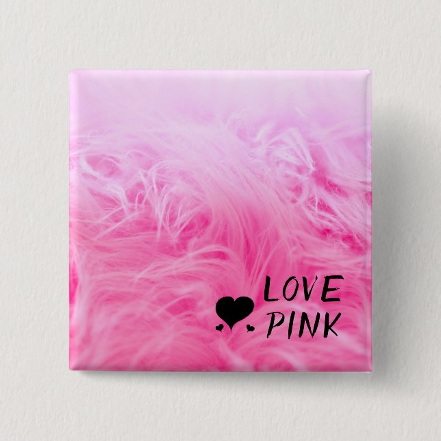 Ultimate Hot Pink Fuzzy Faux Fur 15 Cm Square Badge (Front)