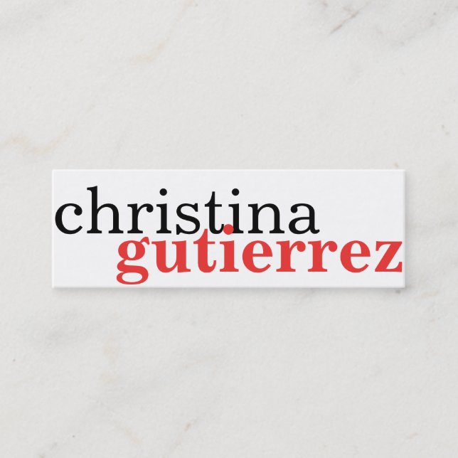Ultimate network exchange poppy red typography mini business card (Front)