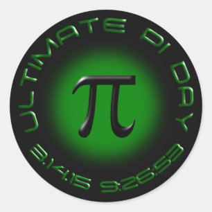 Ultimate Pi Day 2015 3.14.15 9:26:53 (green) Classic Round Sticker