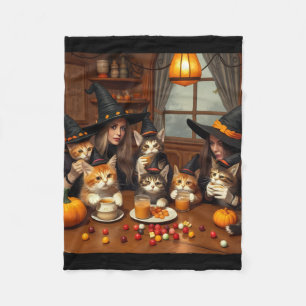 Ultimate Quirky Halloween Witch Café – Cats Chaos Fleece Blanket