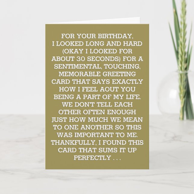 Ultimate Sentimental Birthday Message (Bourbon) Card (Front)