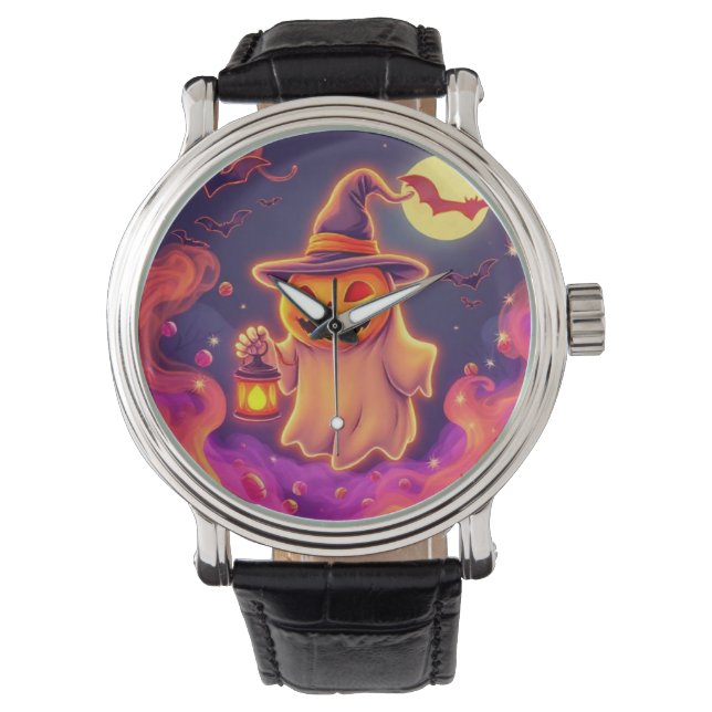 Ultimate Spooky Pumpkin Ghost Art Watch (Front)