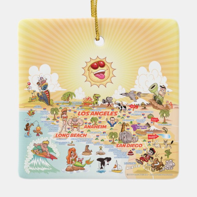 Ultimate Sunny California Ceramic Ornament (Front)