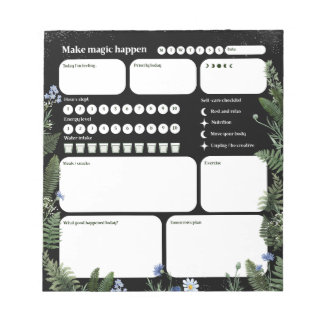 Ultimate Wellness Planner – Dark Floral Whimsical  Notepad