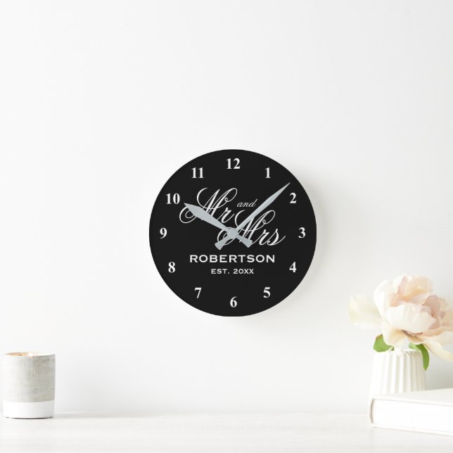 Ultra chic custom Mr and Mrs wall clock (Home)
