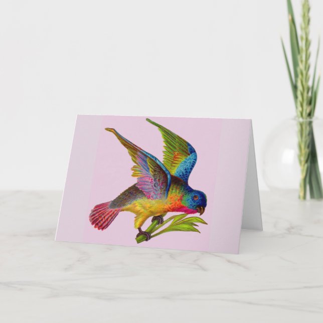 ultra colourful Victorian bird print Card (Front)