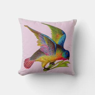 ultra colourful Victorian bird print Cushion