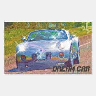 Ultra Cool Super Fast Silver Sports Car Rectangular Sticker