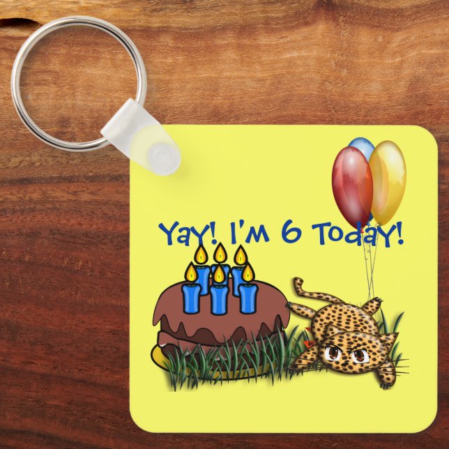 Ultra Cute  6 Year Old Leopard  Keychain Birthday (Front)