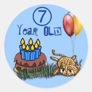 Ultra Cute 7 Year Old Leopard  Birthday Stickers