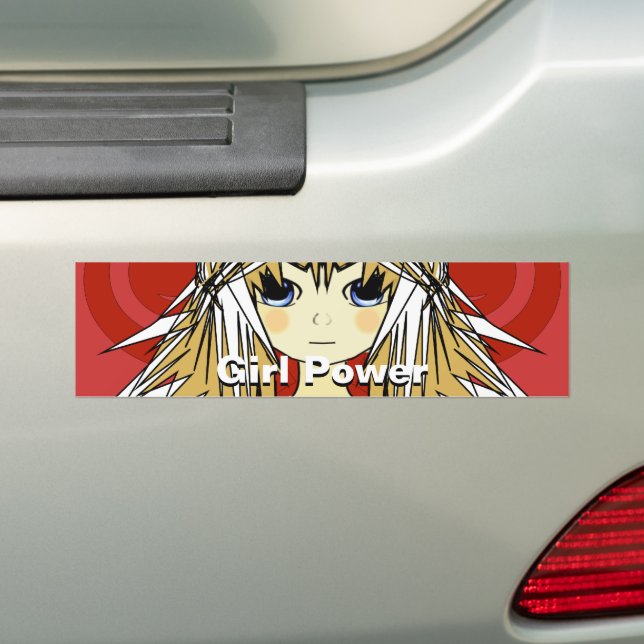 Ultra Cute Anime Girls -Girl Power- powerful girls Bumper Sticker (On Car)