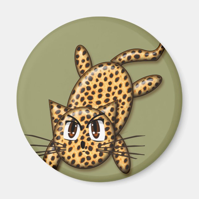 Ultra Cute Anime Leopard Kitty Magnet (Front)