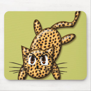 Ultra Cute Anime Leopard Kitty Mouse Pad