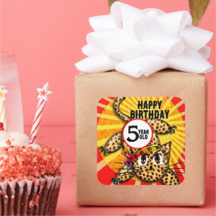 Ultra Cute Anime Leopard Kitty Rainbow Head Band Square Sticker