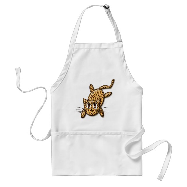 Ultra Cute Anime Leopard Kitty Standard Apron (Front)