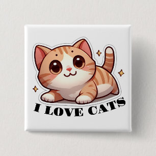 Ultra Cute Kitten I Love Cats 15 Cm Square Badge