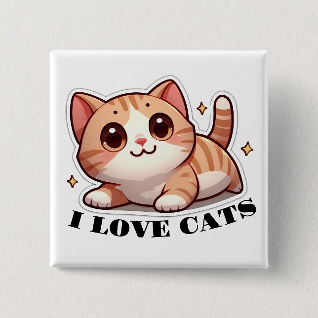 Ultra Cute Kitten I Love Cats 15 Cm Square Badge (Front)