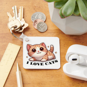 Ultra Cute Kitten I Love Cats Key Ring