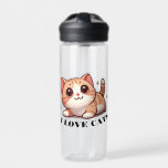 Ultra Cute Kitten I Love Cats Water Bottle<br><div class="desc">Super adorable illustration for cat lovers.</div>