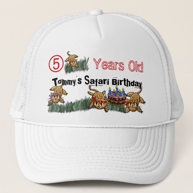 Ultra Cute Leopard Safari Birthday Hat (Front)