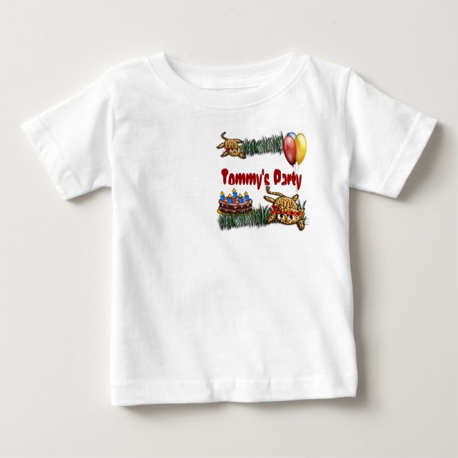 Ultra Cute Leopard Safari Birthday Invitations Baby T-Shirt (Front)