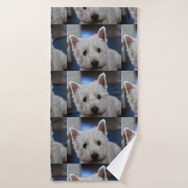 Ultra Cute Pestie Westie White Terrier Bath Towel (Bath Towel)