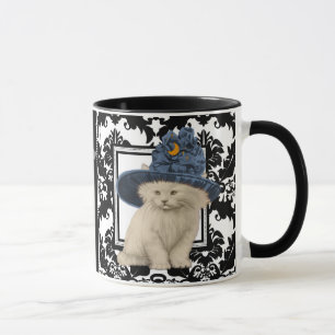 Ultra Cute Vintage Kitty Vintage Hat Mug Damask