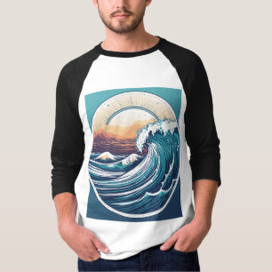 Ultra-Detailed, Minimalist Ocean Wave Logo: Explor T-Shirt