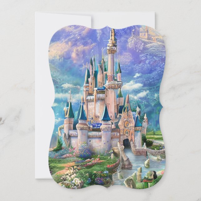 Ultra Detailed Whimsical Fairytale Castle Triptych Card (Front)