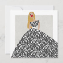Ultra Feminine Chic Fashion Illustration Art Card