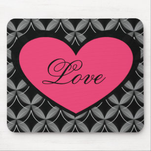 Ultra Glam Heart Mousepad, Bright Pink Mouse Pad