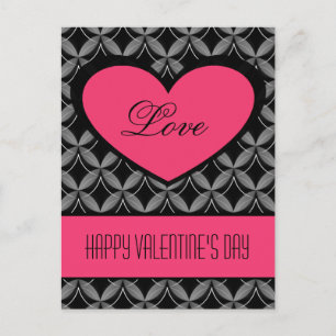 Ultra Glam Heart Postcard, Bright Pink Holiday Postcard