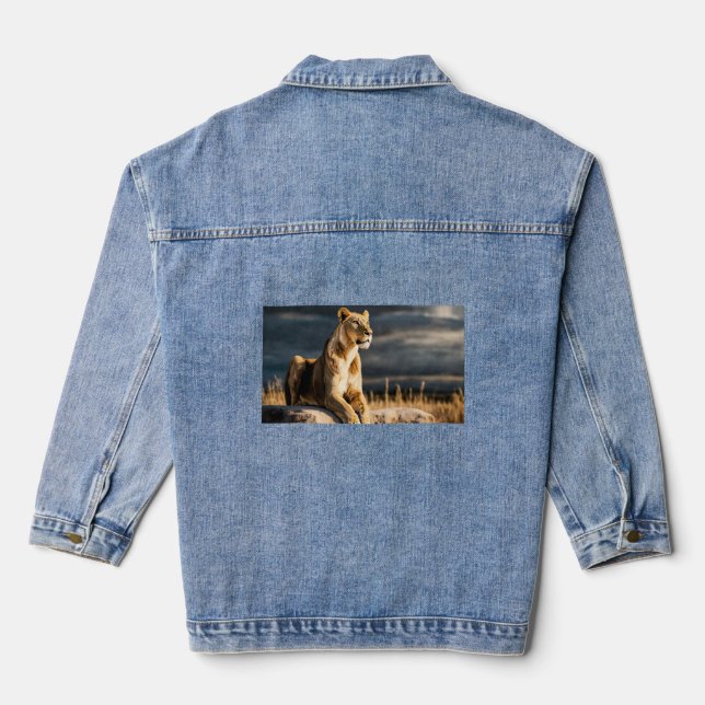  Ultra HD 3D Lioness – Full Body Side Pose on Blac Denim Jacket (Back)