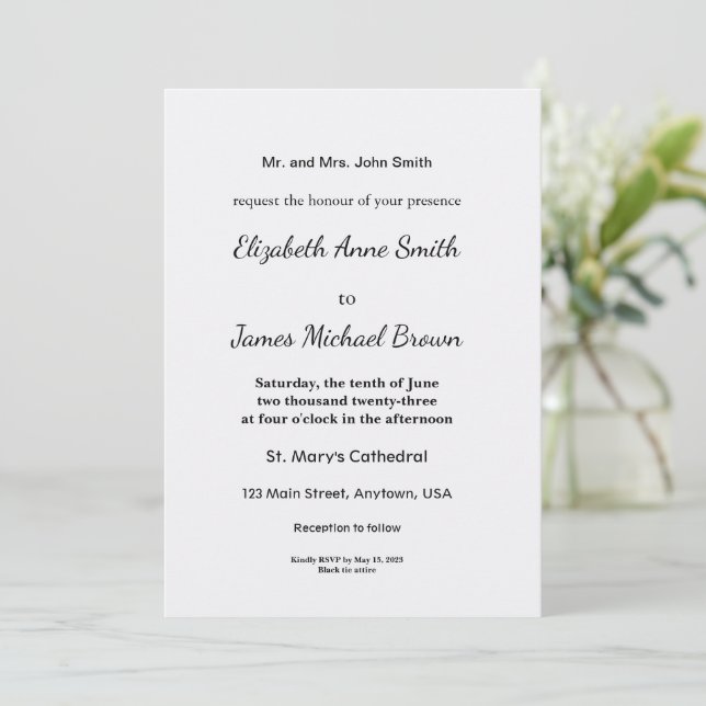 Ultra Light Grey Minimal Background Save The Date (Standing Front)