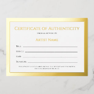Ultra Luxe Gold Foil Certificate of Authenticity