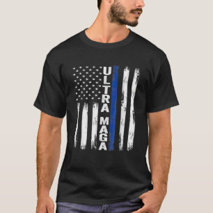 Ultra MAGA 2024 Funny Pro Trump Maga Super Flag Am T-Shirt