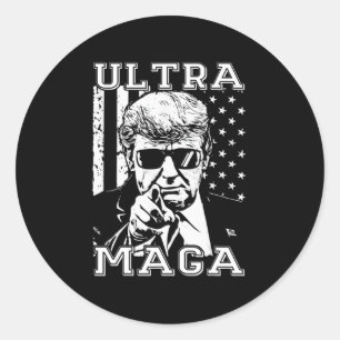 Ultra MAGA  Fun Anti Biden US Flag Pro Trump Trend Classic Round Sticker