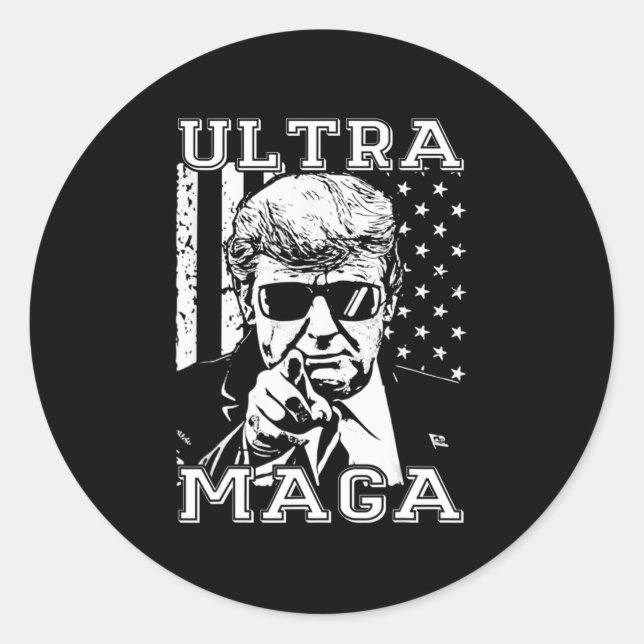 Ultra MAGA  Fun Anti Biden US Flag Pro Trump Trend Classic Round Sticker (Front)