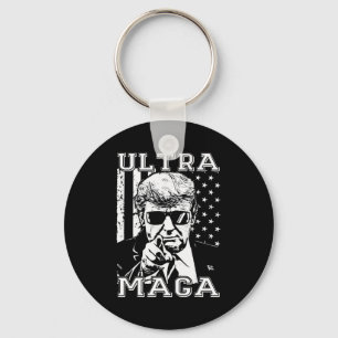 Ultra MAGA Fun Anti Biden US Flag Pro Trump Trend Key Ring
