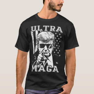 Ultra MAGA  Fun Anti Biden US Flag Pro Trump Trend T-Shirt