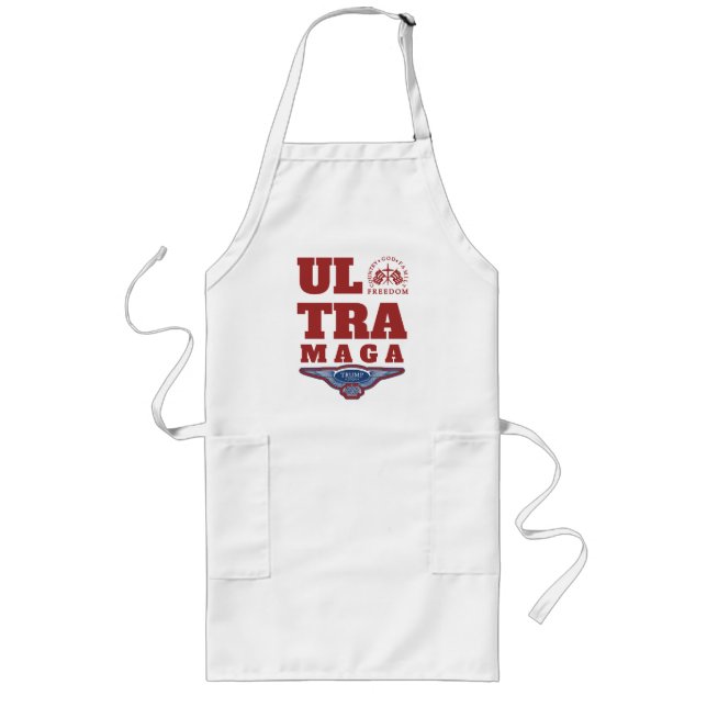ULTRA MAGA GOD FAMILY COUNTRY FREEDOM TRUMP 2024 LONG APRON (Front)