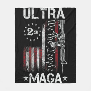 Ultra MAGA Gun AR- Quote Patriotic American Flag Fleece Blanket