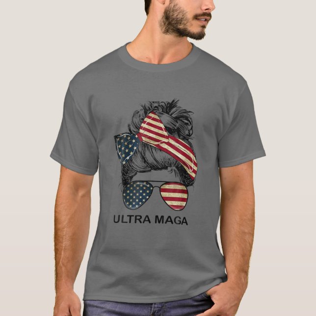 Ultra Maga Messy Bunt Funny Anti Joe Biden Quote T-Shirt (Front)