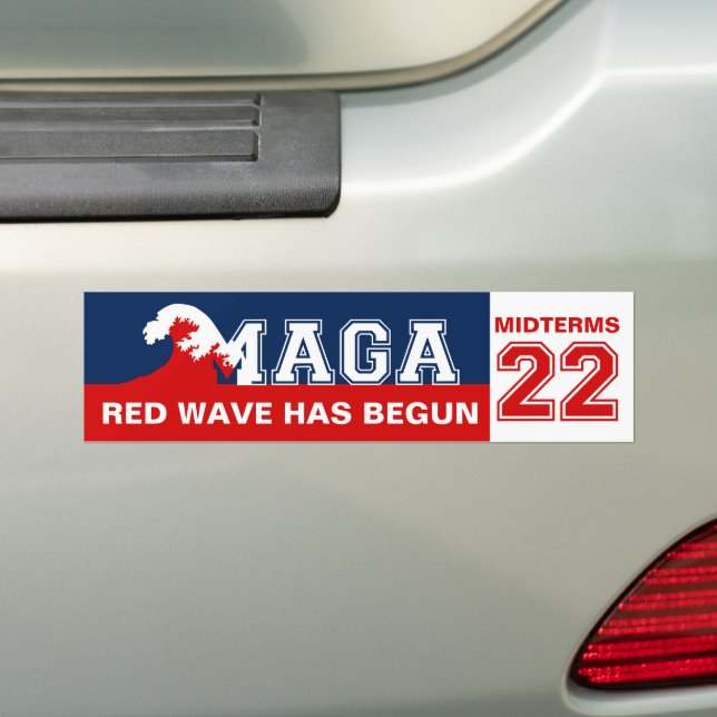 Ultra MAGA Red Wave Has Begun 2022 Midterms Bumper Sticker (On Car)